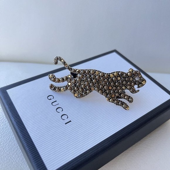 NEW GUCCI RING DOUBLE Crystals SIZE M/ US 7.5 Tiger - Picture 1 of 5